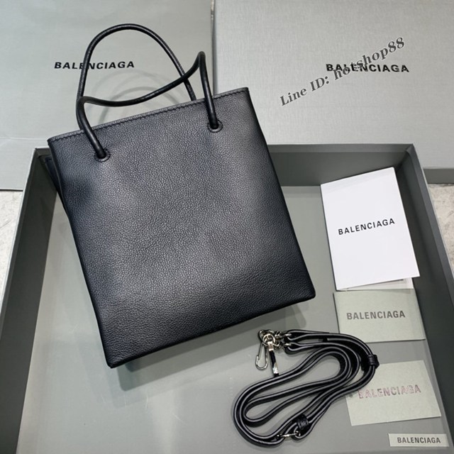 Balenciaga專櫃爆款小牛皮手提托特包 巴黎世家摔紋黑色小號方形購物包 fyj1681